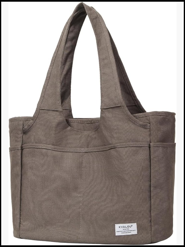 Large Canvas Tote Bag For Women Work Travel Shopping Gym Beach 13 Pockets